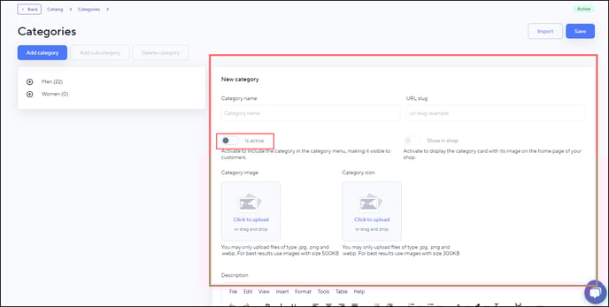create categories 2 additional